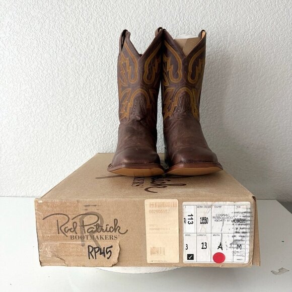 NEW Rod Patrick Mens Cowboy Boots Size 3A Perro Loco Brown Western Square Toe - Picture 11 of 12
